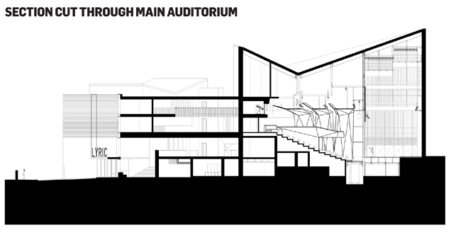 section cut through main auditorium
